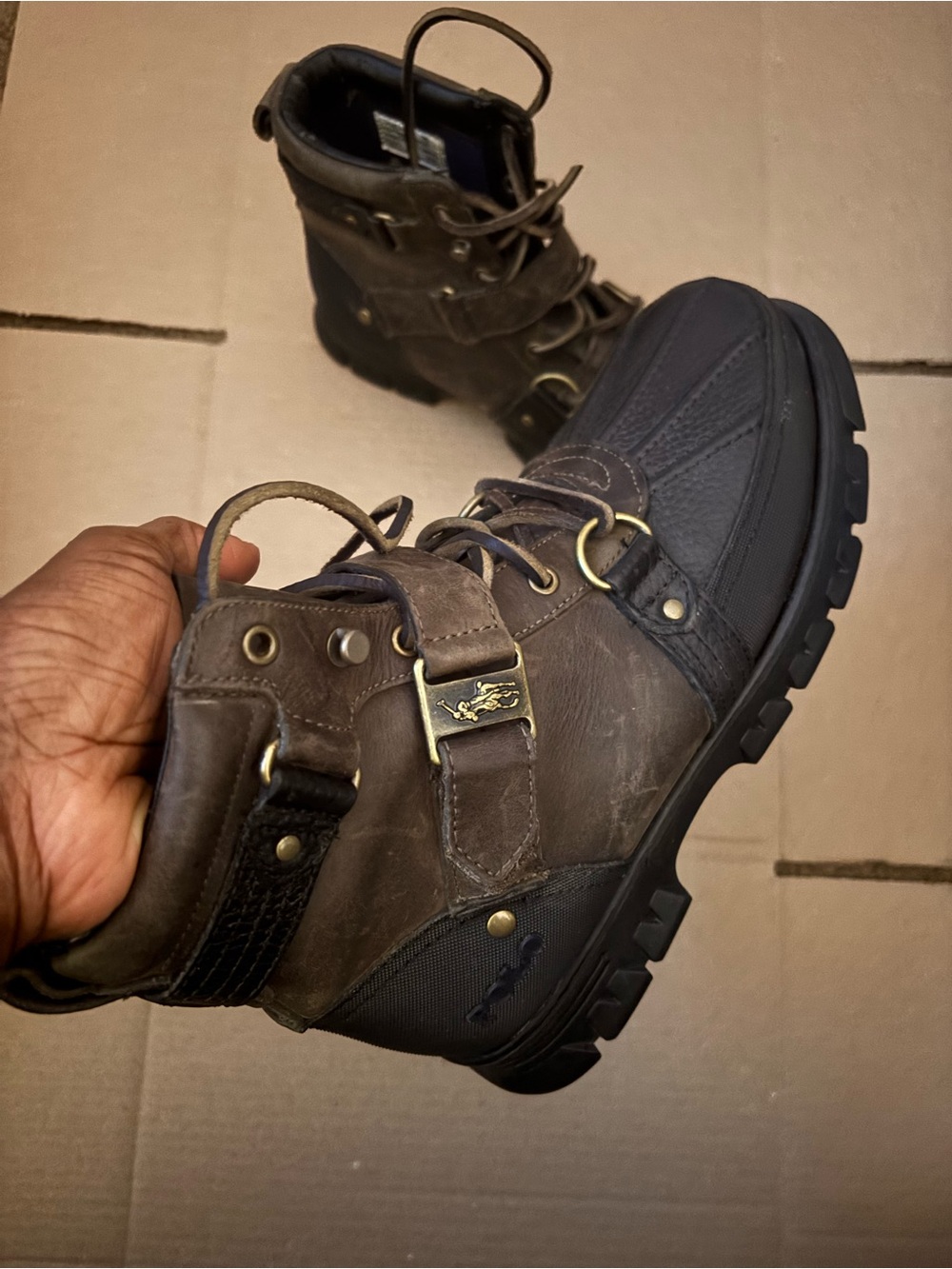Polo by Ralph Lauren Dark Brown and Black Lace-Up Men's Boots